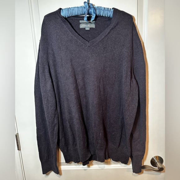 Eddie Bauer Other - Eddie Bauer Cotton Cashmere V Neck Sweater Dark Gray Men’s XL